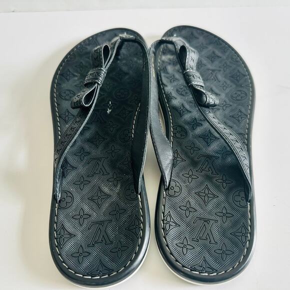 Louis Vuitton Black Rubber Ipanema Flat Thong Flip Flop Sandals Size 8.5/39 - Picture 6 of 8